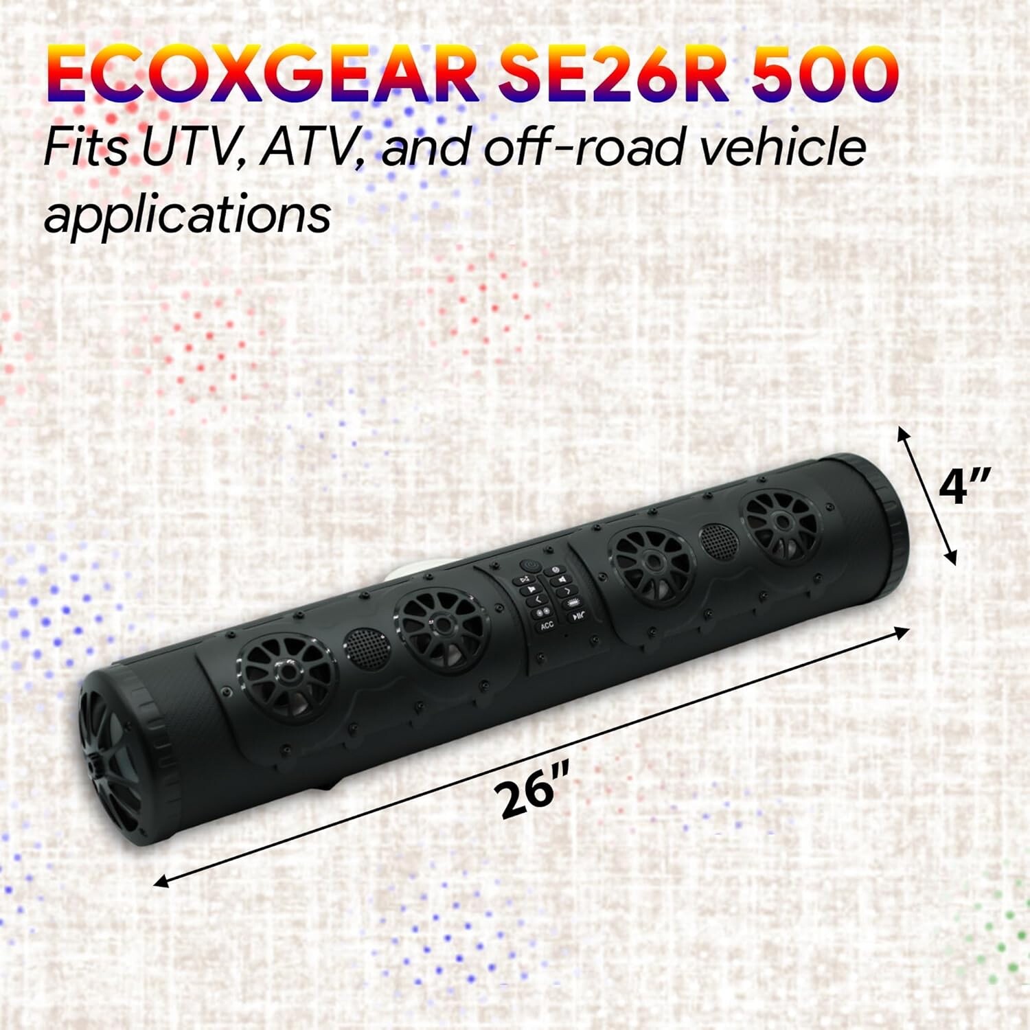 GRAVITY 800W 26″ RGB ATV UTV Sound Bar for Golf Cart Marine Boat LED Speaker