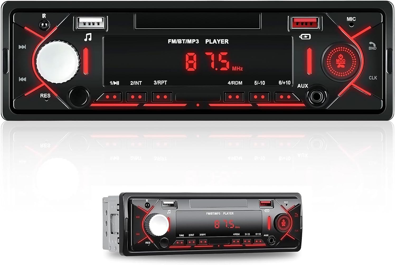 Single DIN Car Stereo Bluetooth Car Radio FM MP3 USB AUX Handsfree Audio