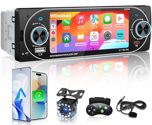 5.1″ Bluetooth Car Stereo – IPS CarPlay – IPS CarPlay – Single Din