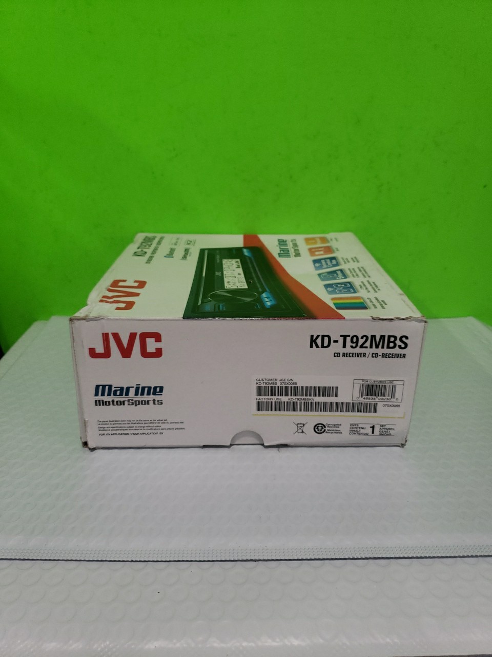 JVC KD-T92MBS 1-DIN AM/FM/CD Marine Car Audio Receiver w/Bluetooth, USB Open Box