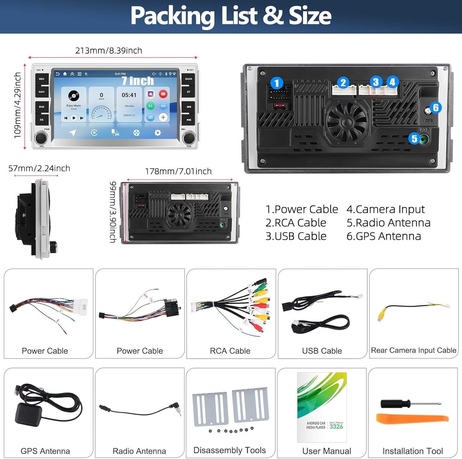 CAMECHO 7″ Android 15 Car Stereo Hyundai Santa Fe 2006-2012 Wireless CarPlay NEW
