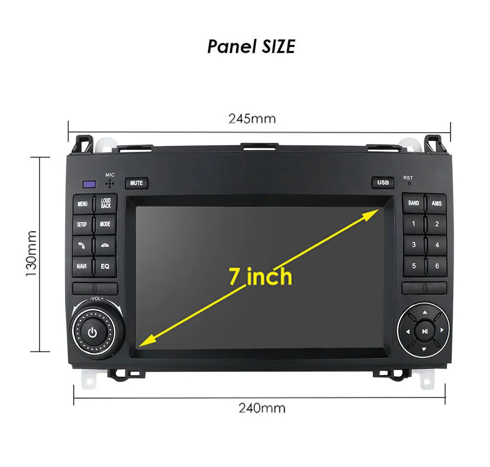 7 Inch 2din Android 10.0 Car Dvd Player for Mercedes-benz B160/b170/b180/b200