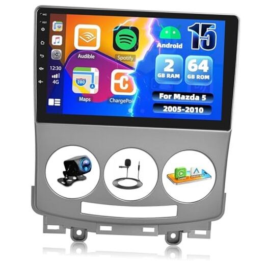 Android 15 [4-Core 64G] Car Stereo Radio for Mazda 5 2005-2010 P1-4CORE+64G