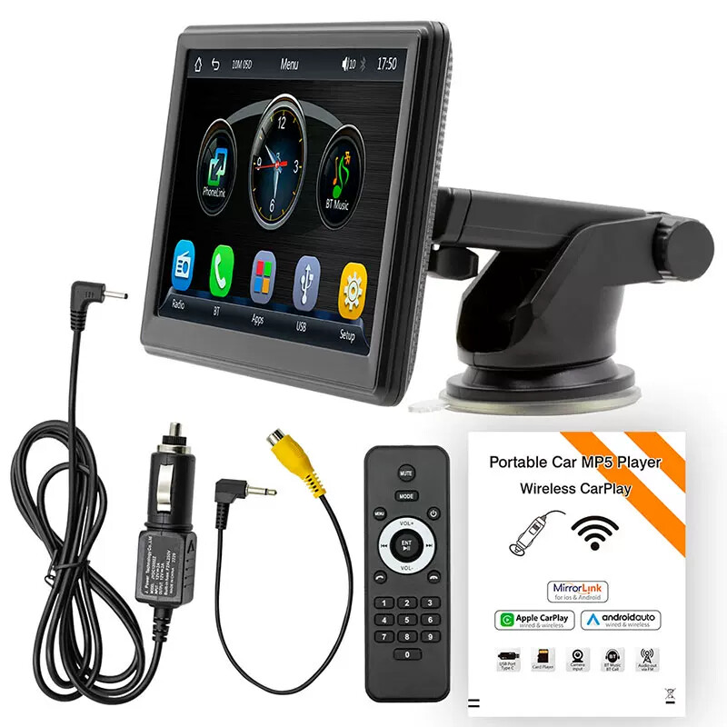 7 Inch Portable Wireless Carplay Car MP5 Player Multimedia Bluetooth Card Host