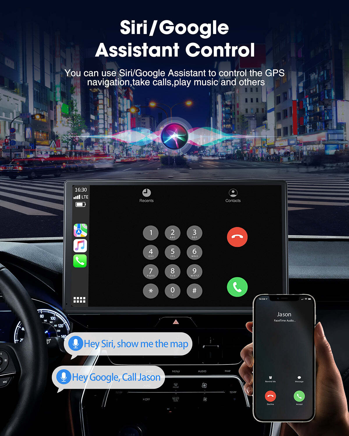 9″ Wireless Car Stereo Apple Carplay Android Auto GPS with 1080P Backup Camera