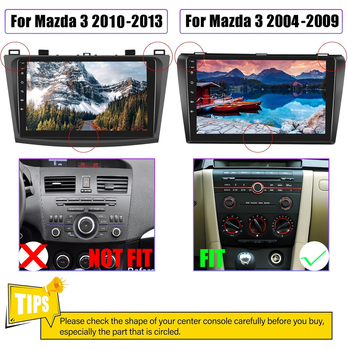 Apple Carplay For 2010-2013 Mazda 3 Android 13 Car Stereo Radio GPS BT Navi Wifi