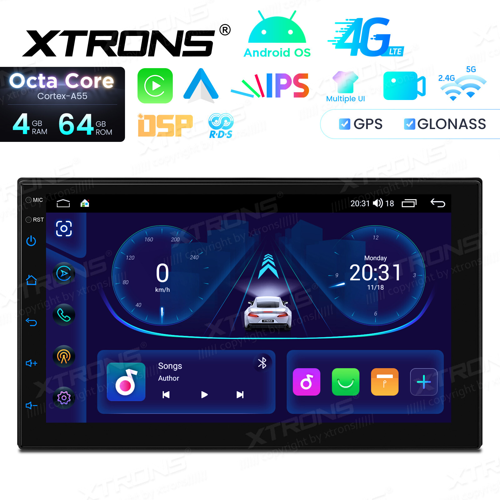 7″ Double 2DIN 4G LTE Octa-Core Car GPS Radio Stereo Sat Navi Android 13