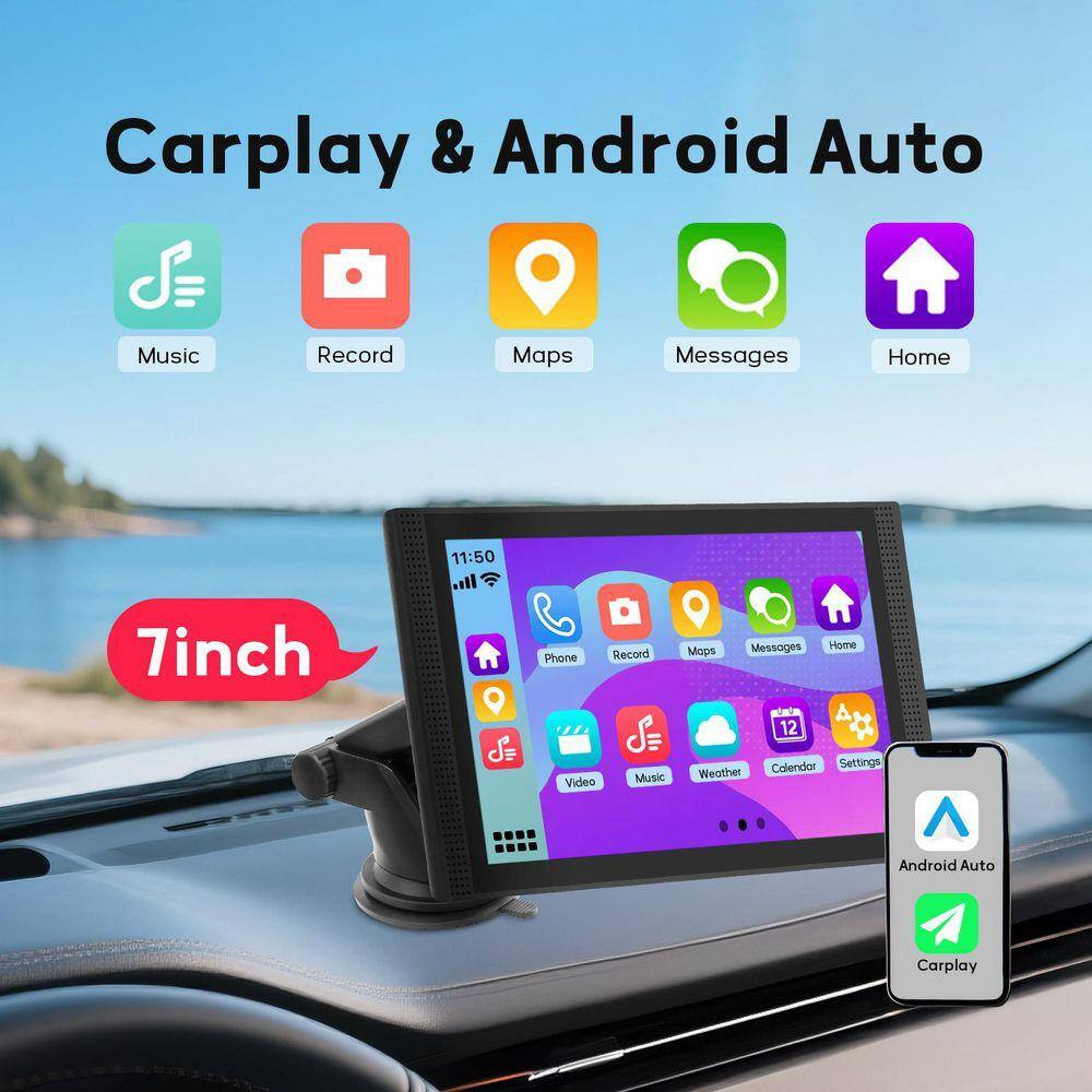 7 in HD Touch Car Stereo, with Carplay, Android Auto, FM Radio, Backup Camera, M