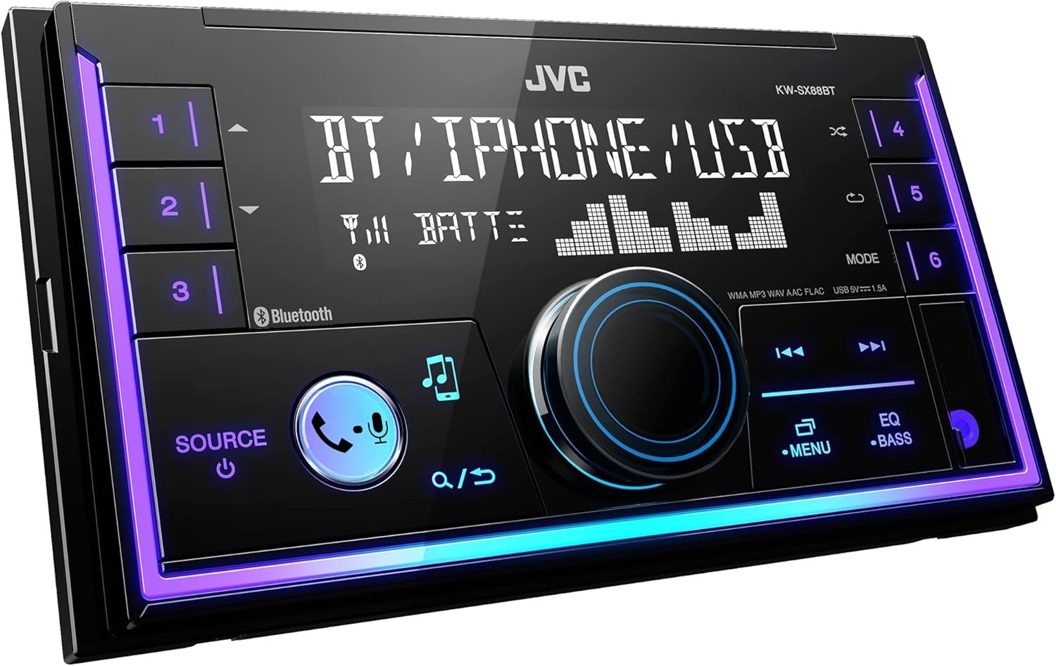KW-SX88BT Digital Media Receiver: Bluetooth, 13-Band EQ, Perfect for Any Vehicle
