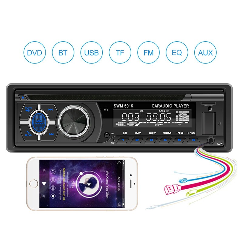 1 Din Bluetooth Car Stereo Radio In-Dash FM/AM DVD CD Player Head Unit