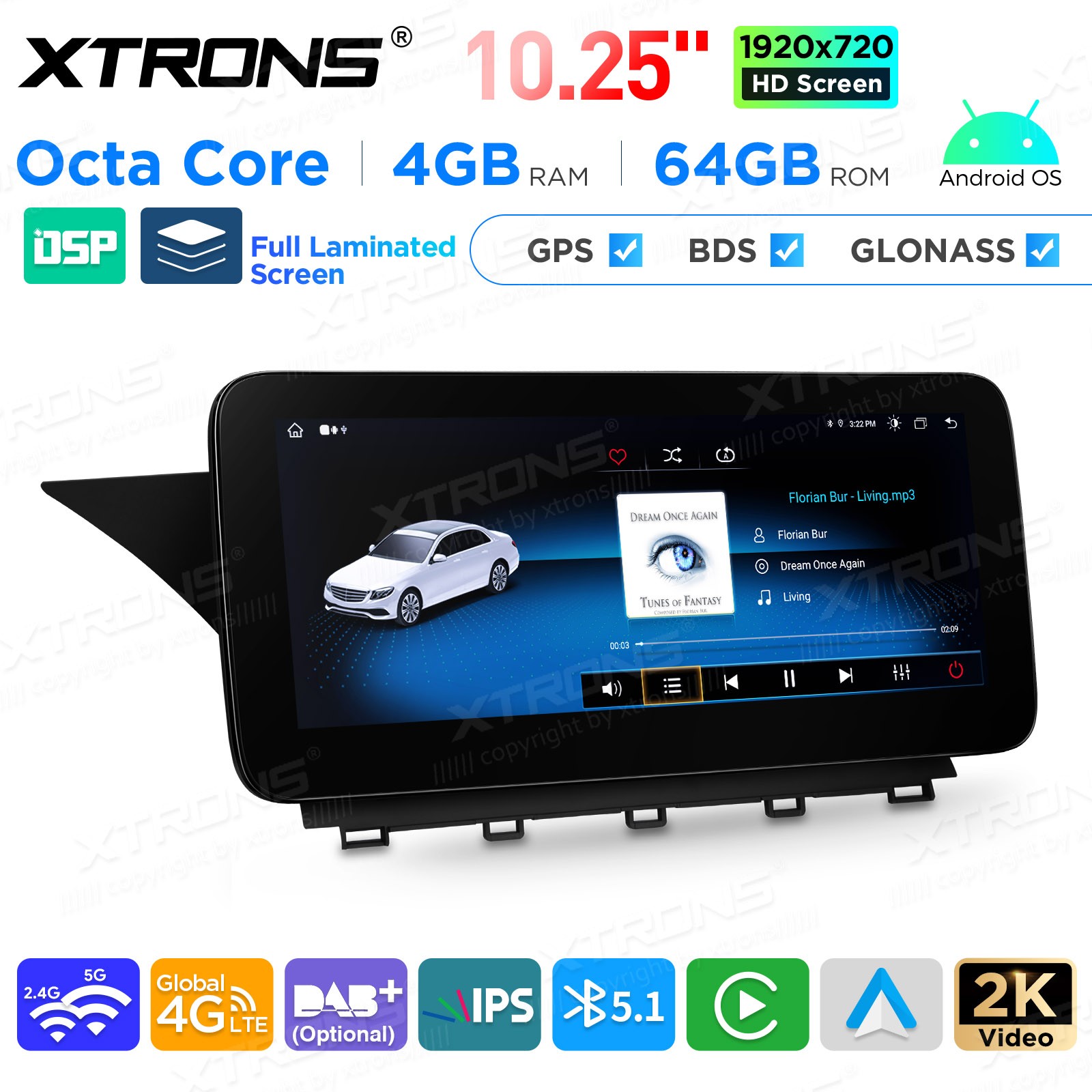 10.25” CarPlay For Benz X204 2013-2015 NTG 4.5 Android 14 Stereo Radio GPS Navi