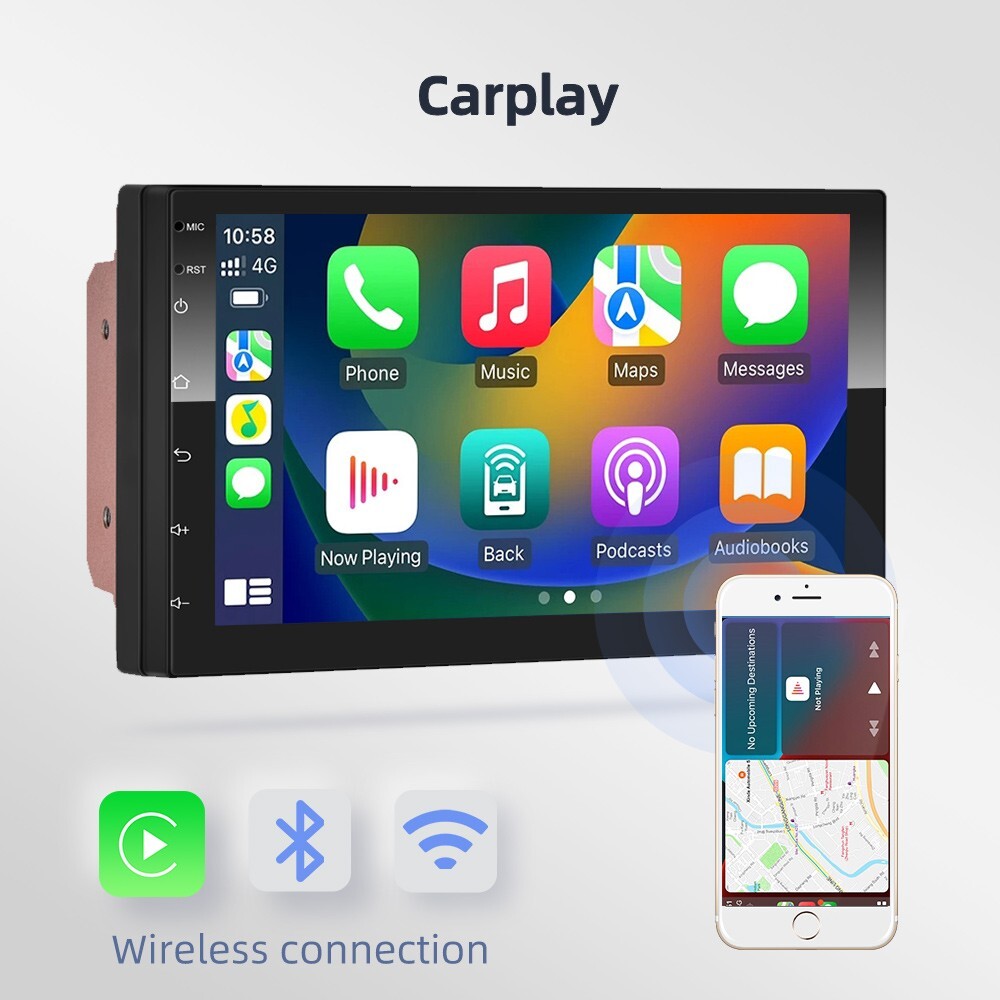 Podofo 8G 128G Car Radio GPS 2 din Android 10.0 Auto Carplay Universal 7″ 