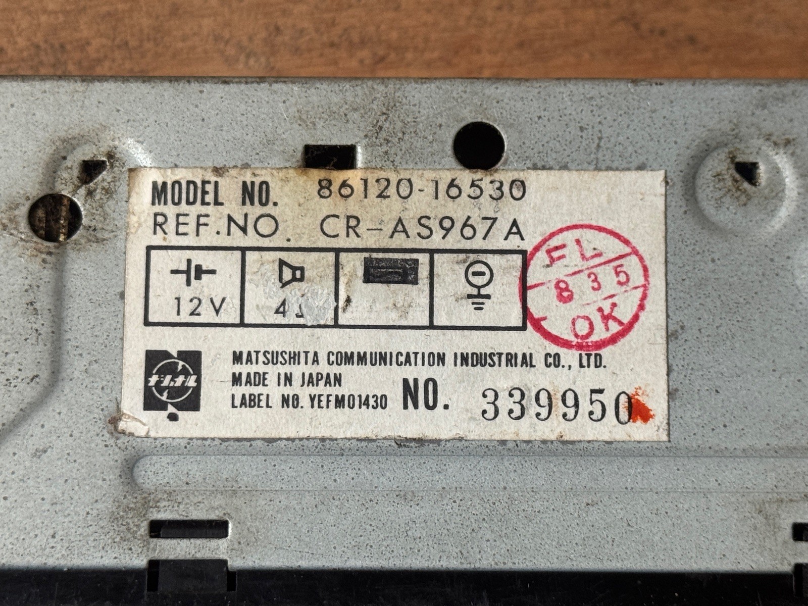 Vintage TOYOTA J-40 Landcruiser MATSUSHITA Japan 86120-16530 Factory Radio