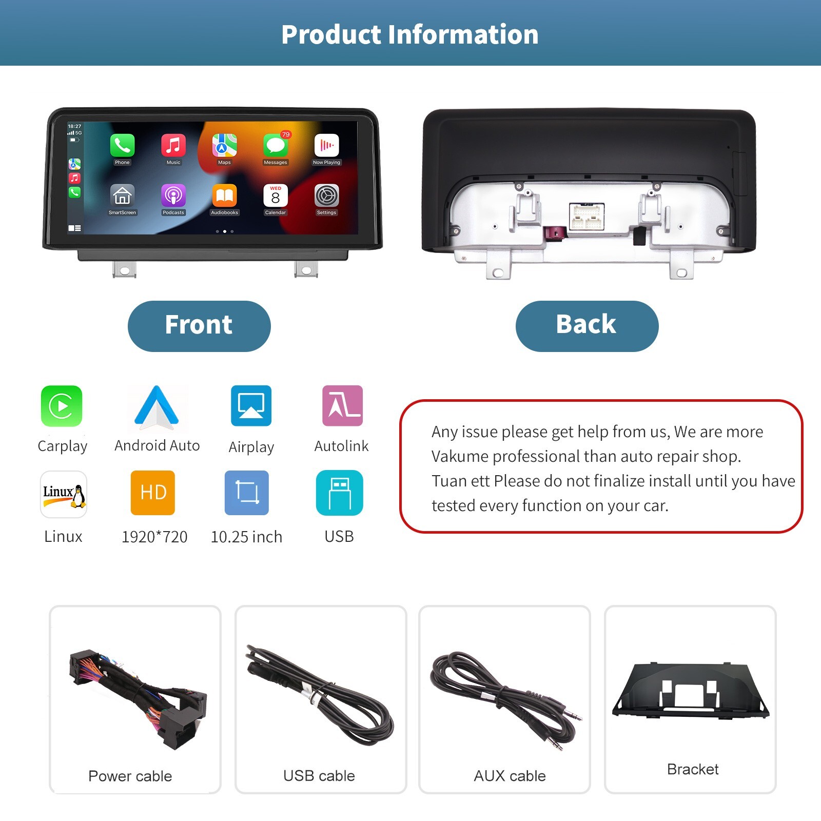 For BMW X5 X6 CIC E70 E71 2011-2013 10.25 Touchscreen with Carplay/Android Auto