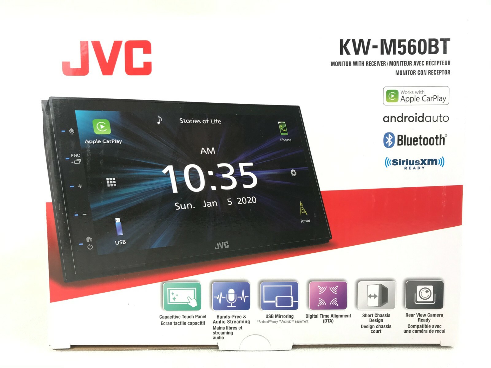 JVC KW-M560BT Bluetooth Multimedia Apple CarPlay Android Auto Pandora USB Mirror