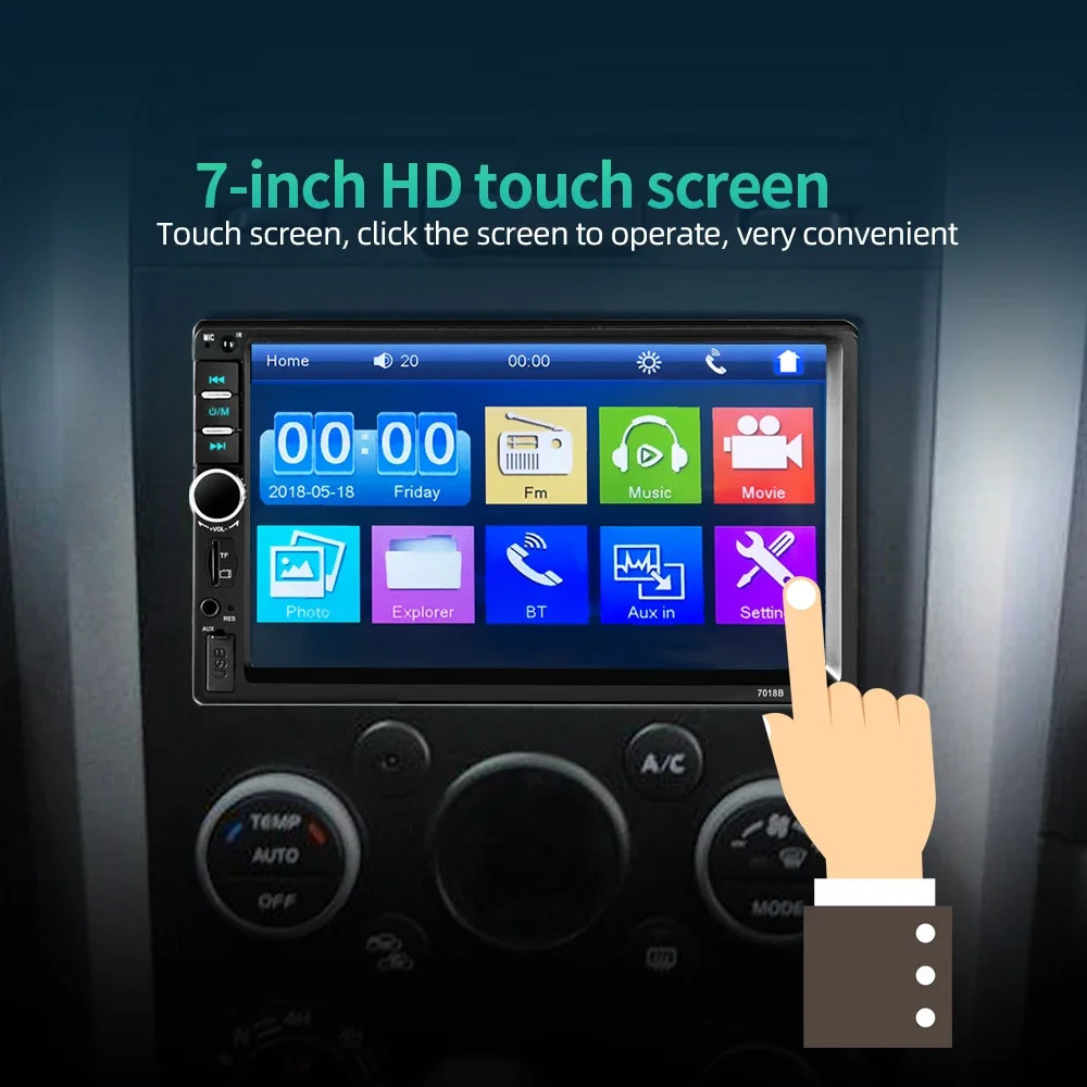 2 DIN 7″ HD Car Stereo FM Radio MP5 Player Bluetooth Touch Screen Rear Camera