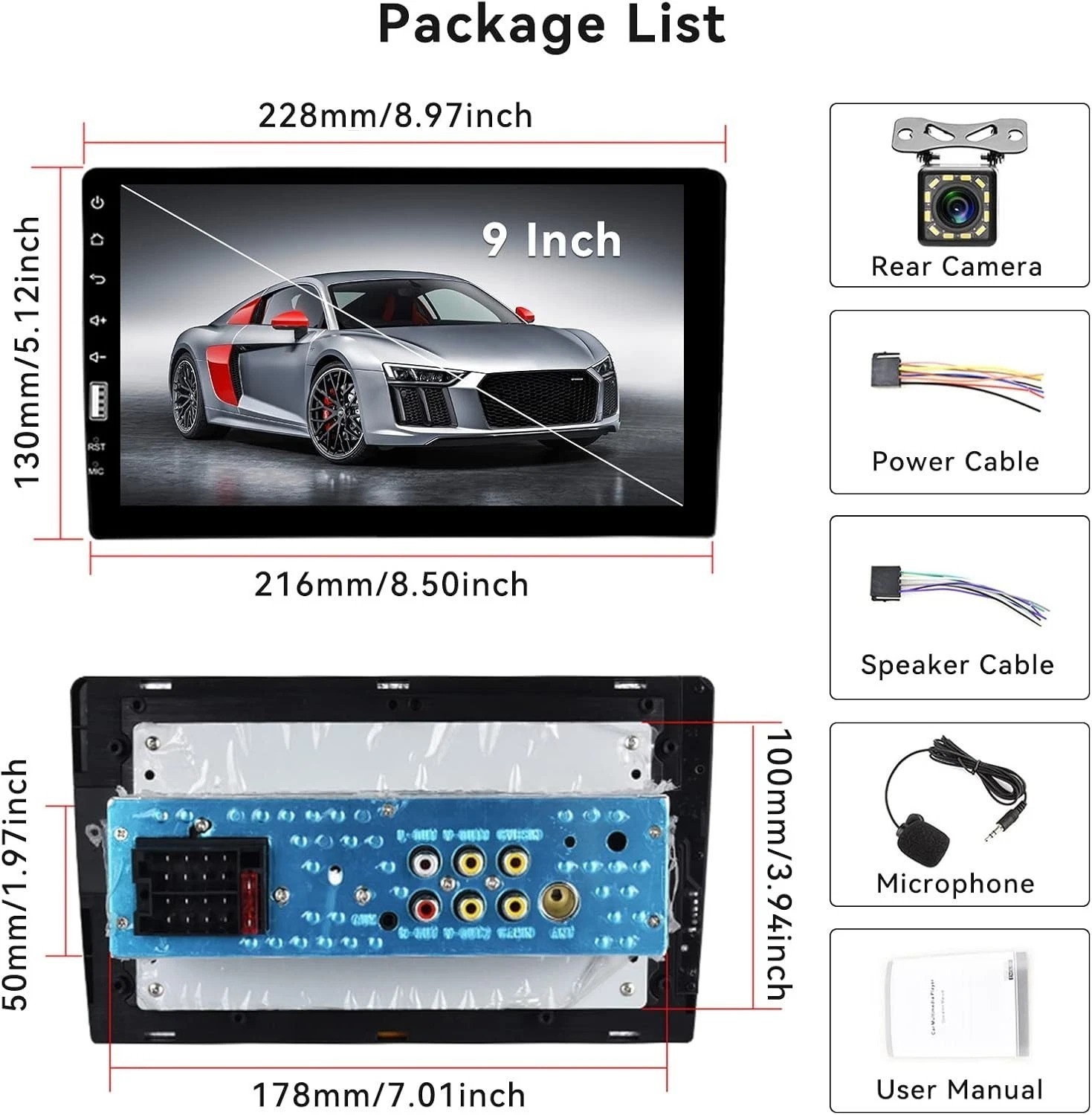 Touchscreen FM Radio MP5 USB w/ Camera Mic