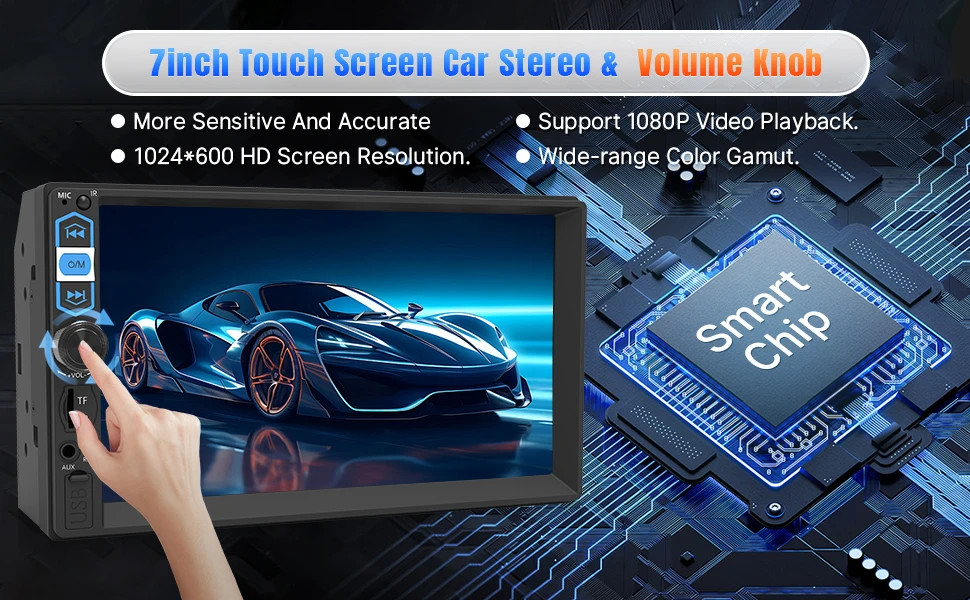 7″ Double 2 DIN Car MP5 Player Bluetooth Touch Screen Stereo Radio With Camera@