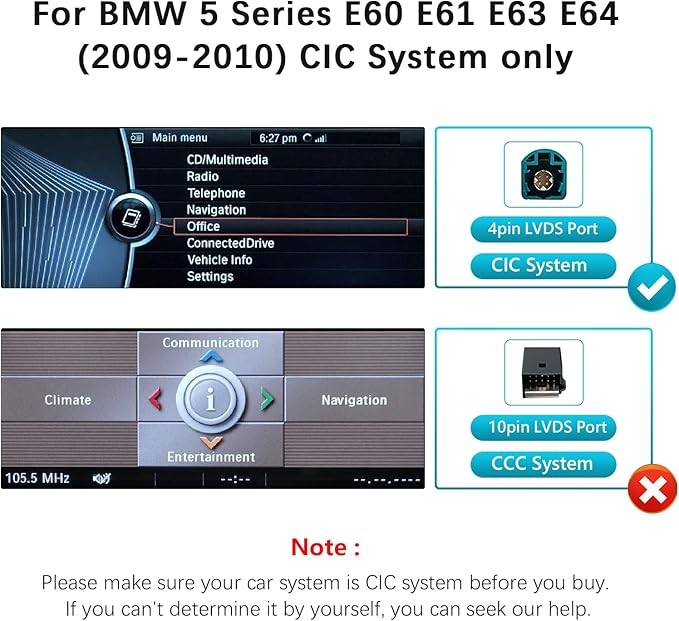 Carplay/Android Auto 8.9 Touch screen Receiver for BMW 3/5 2009-2010 CIC