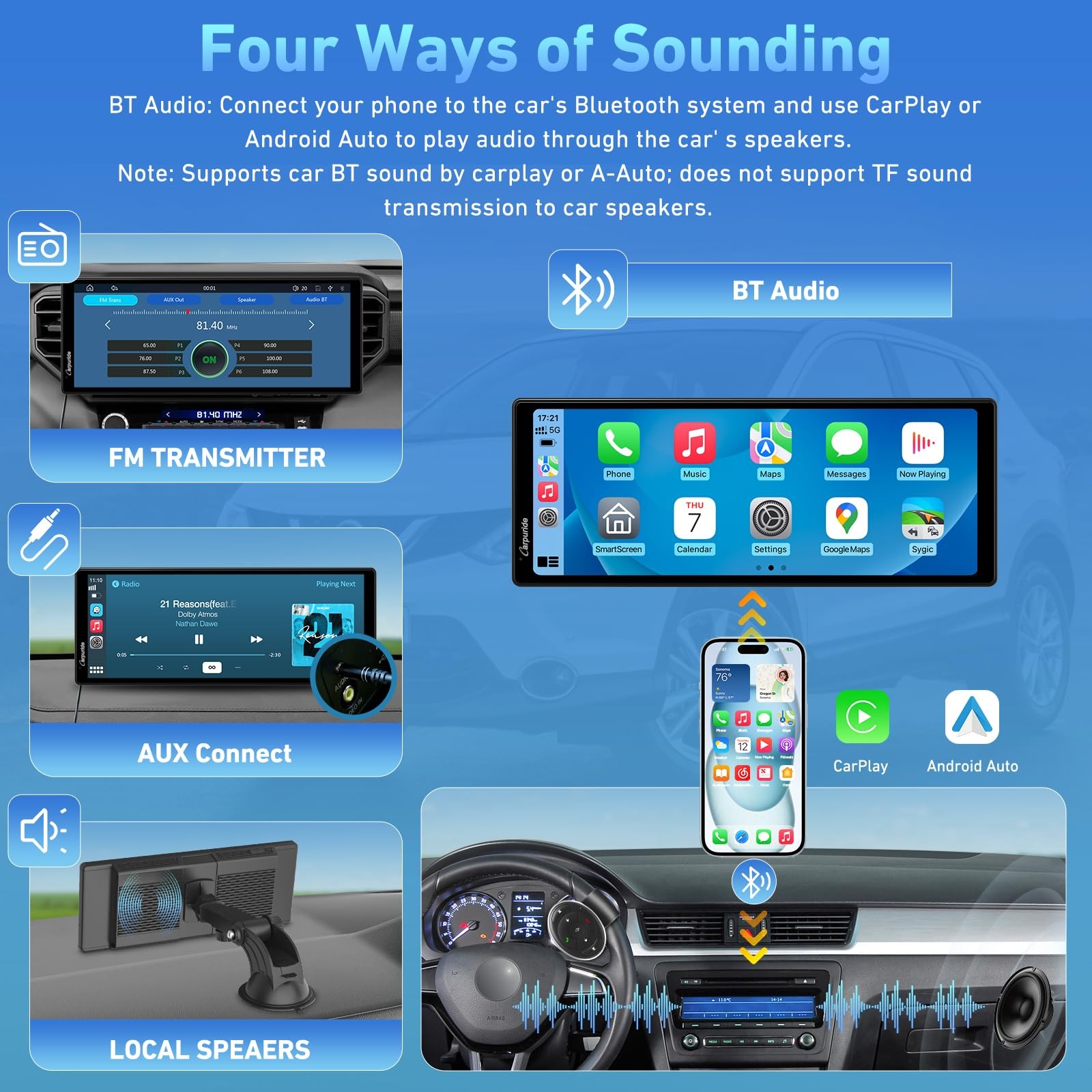 9.26 Inch Carplay Screen for Car, Compatible with Wireless/Wired Apple CarPla…