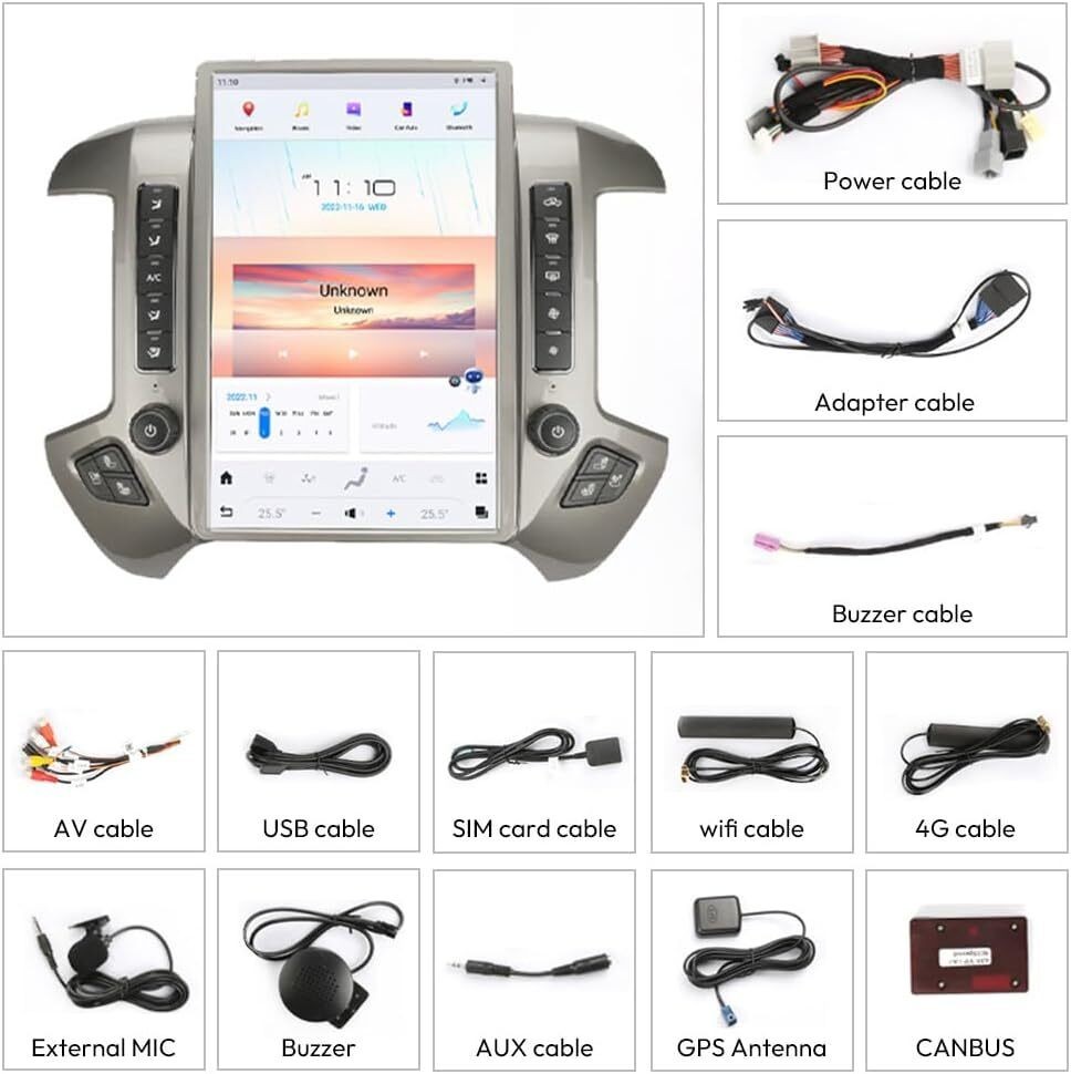 For Silverado Sierra 14.4 inch Touch Screen Radio Stereo Apple Carplay GPS Navi