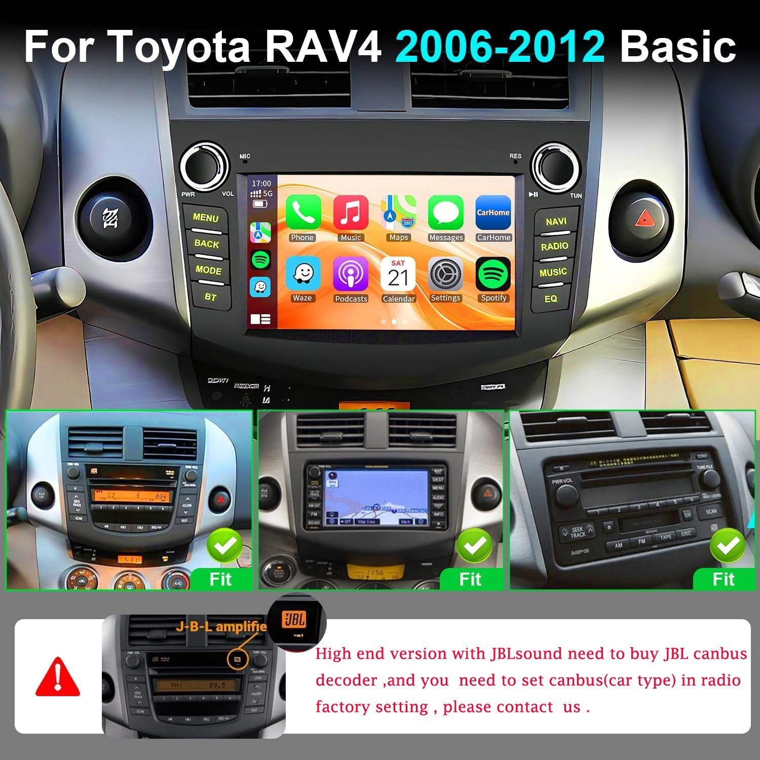 Carplay Car Stereo Radio Nav For 2006 2007 2008 2009 2010 2011 2012 Toyota RAV4
