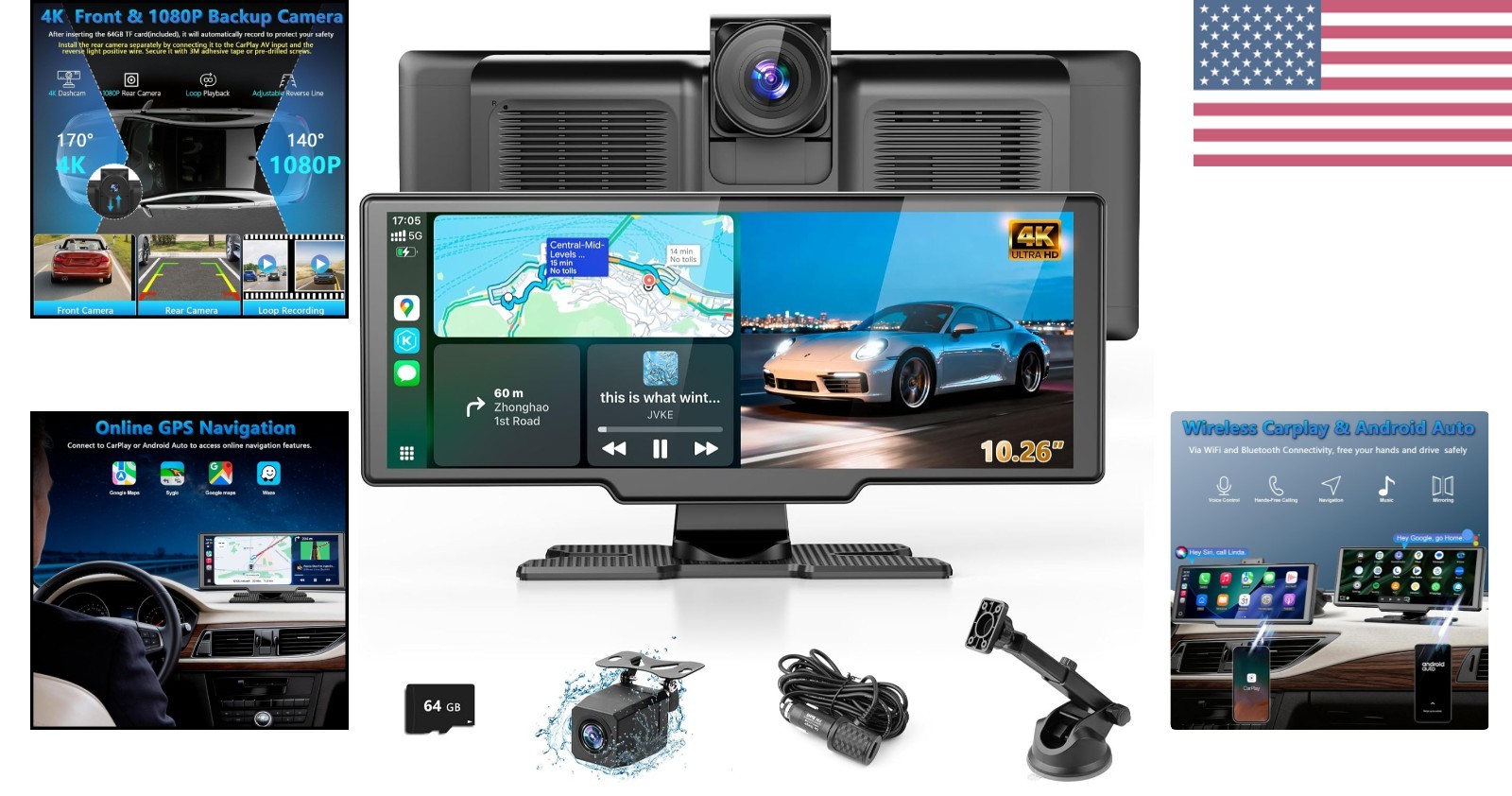 Multifunctional Wireless Carplay Tablet: 4K Camera & Bluetooth 5.0 Integration