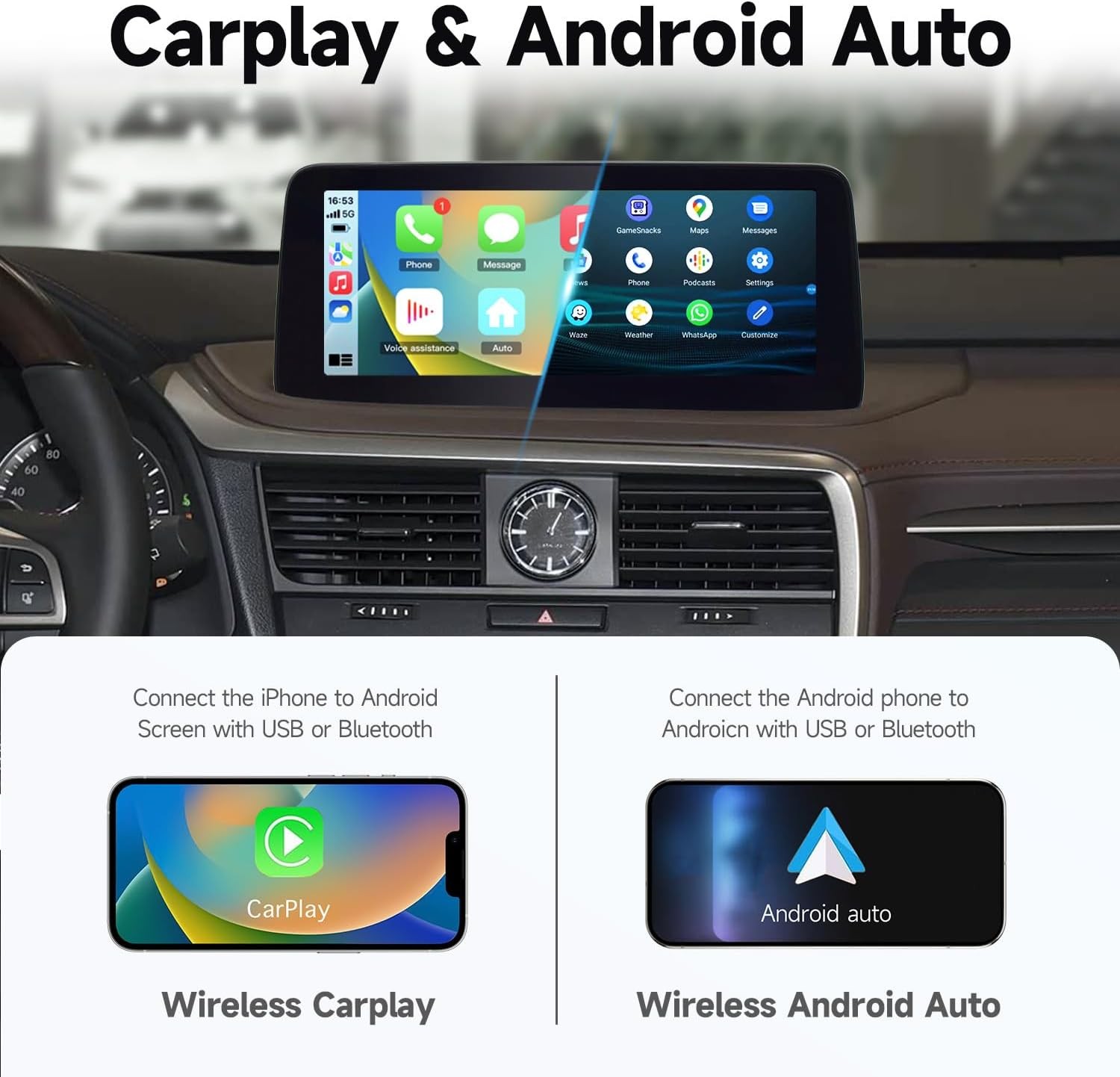 12.3″Car Radio for LEXUS RX 2019-2022 Wireless Carplay GPS Navigation DSP SWC FM