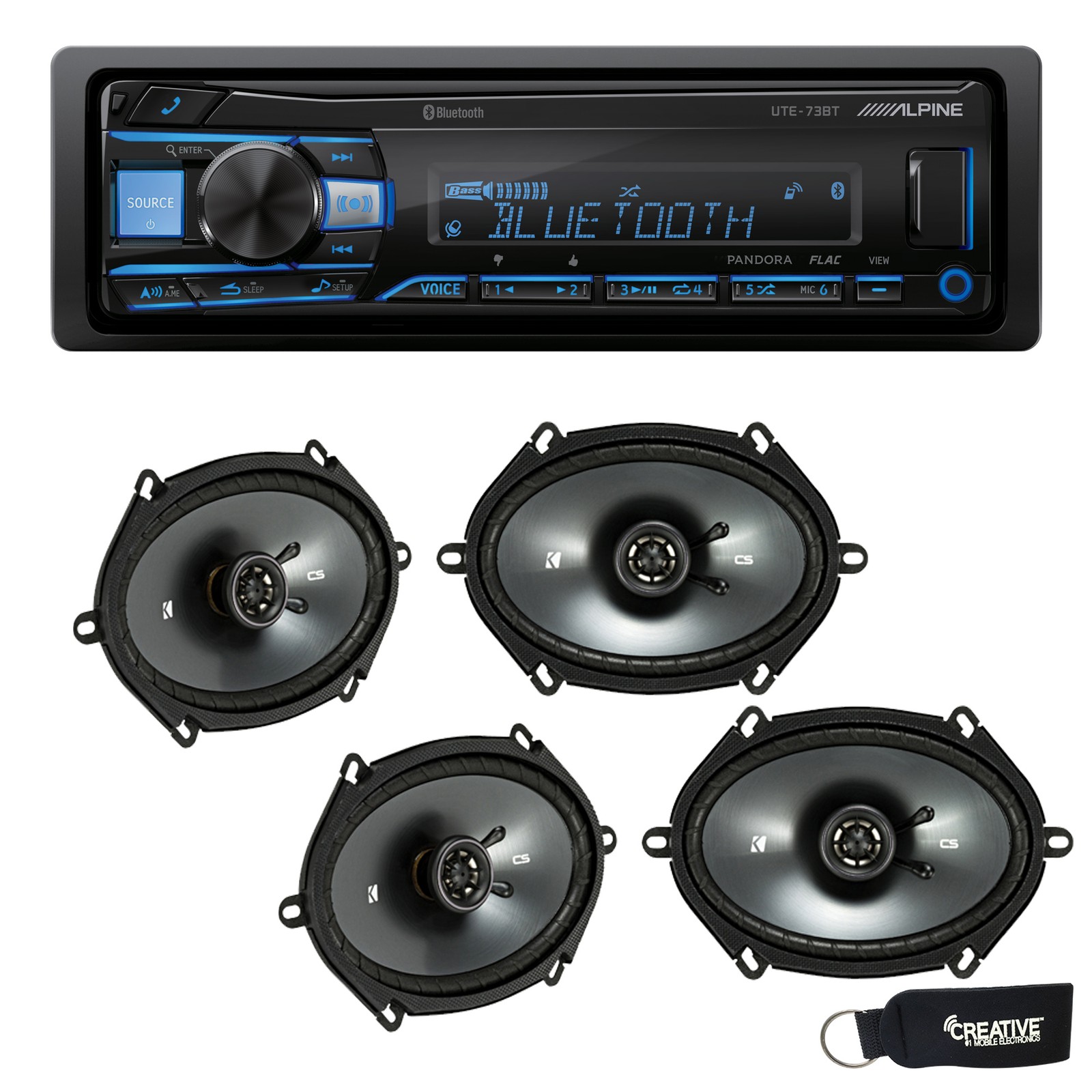 Alpine UTE-73BT Bluetooth Receiver No CD Kicker 43CSC684 6×8″ 5×7″ Speakers