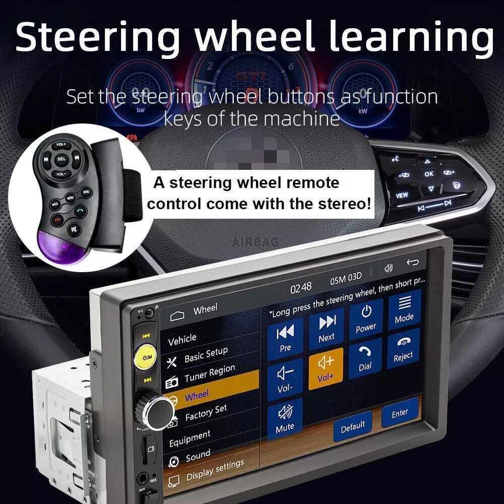 Single 1Din 7″ Touch Screen Stereo Bluetooth Car Radio Apple/Android Carplay GPS