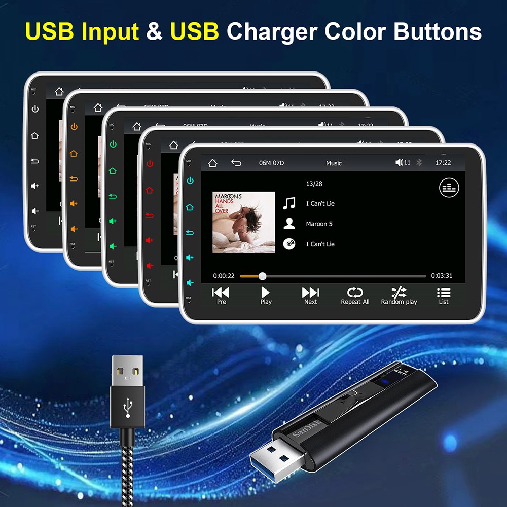Wireless Apple CarPlay Android Auto 10.1″ Single 1 DIN Car Stereo Head Unit AUX
