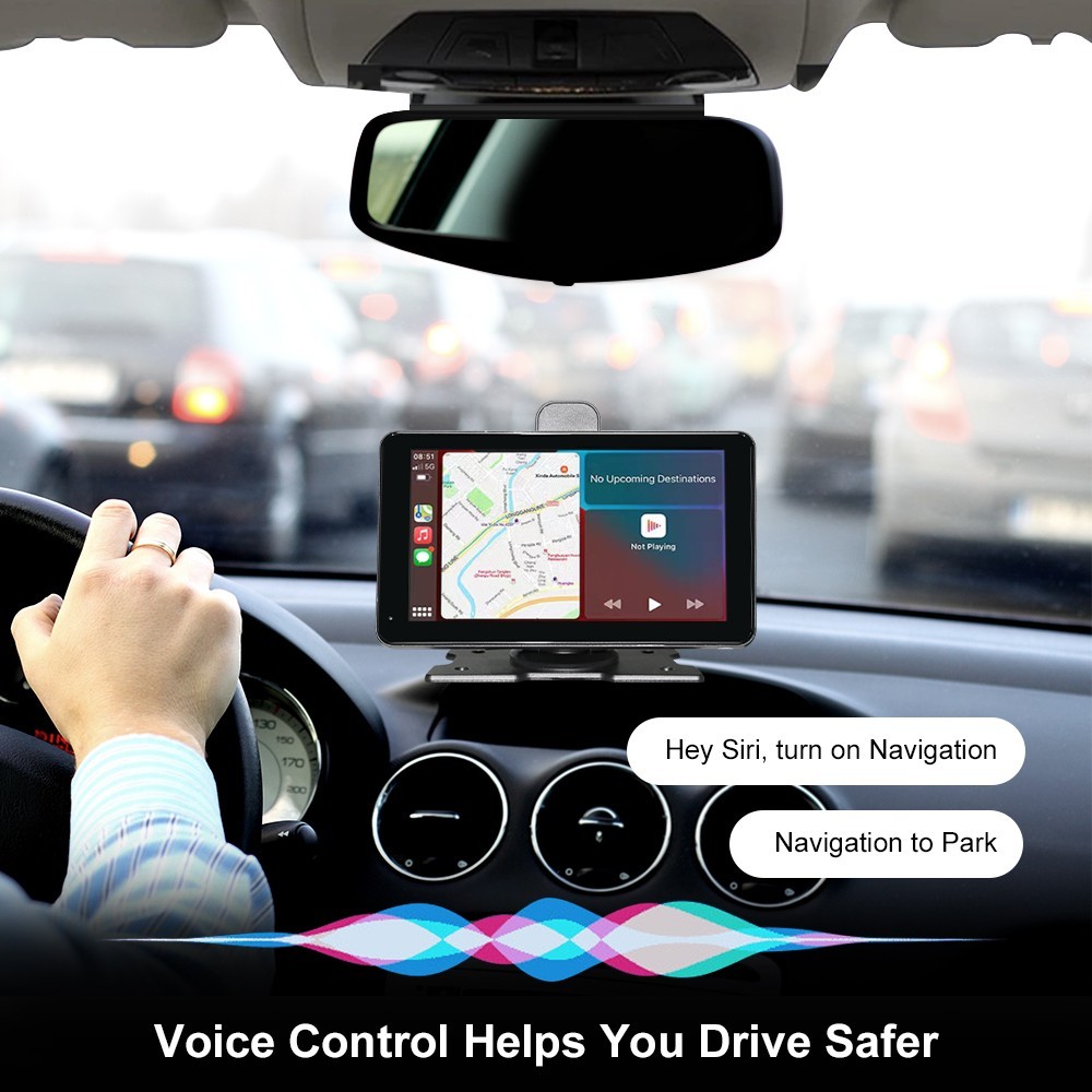 Clearance! 7″ Apple CarPlay DVR with 1080P Dual Dash Cam – iPhone Only