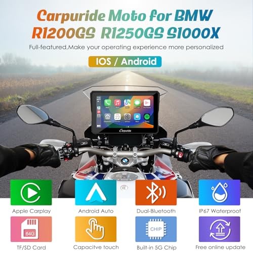 W702B Motorcycle Carplay Screen for BMW R1200GS R1250GS S1000XR 7 inch