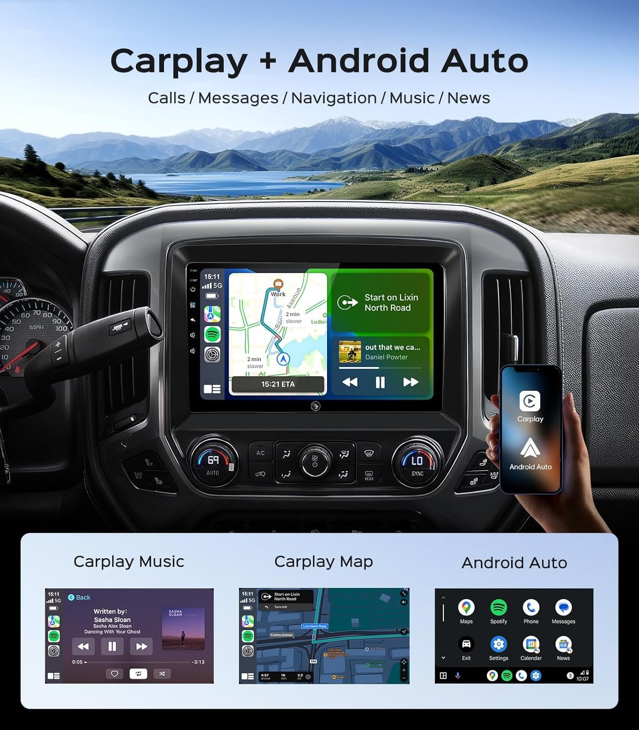 For Chevrolet Silverado GMC Sierra 2014-2018 Android Navi GPS Car Stereo Radio