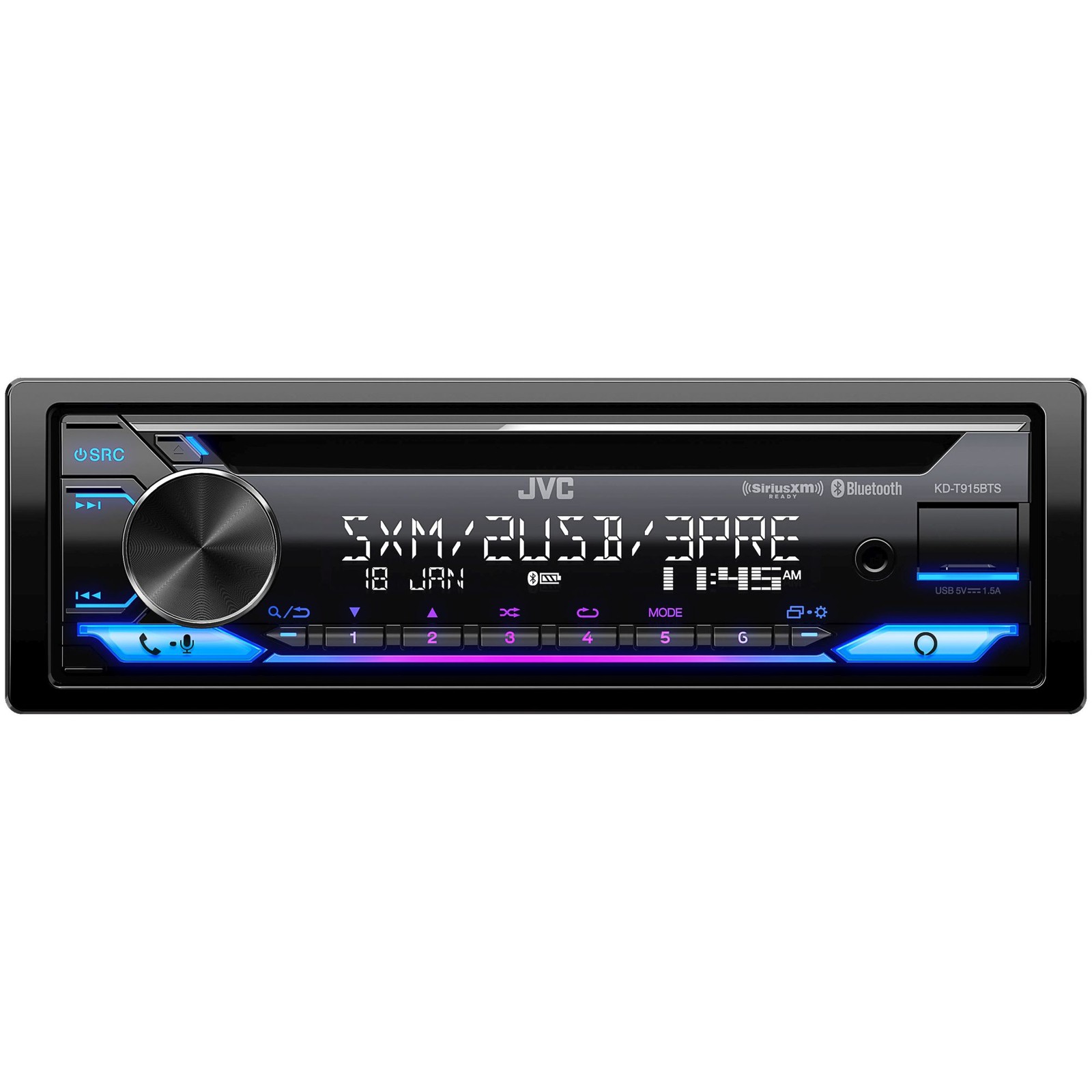 JVC KD-T915BTS CD BT Dual USB AUX Alexa SirusXM Radio Tuner Control Interface