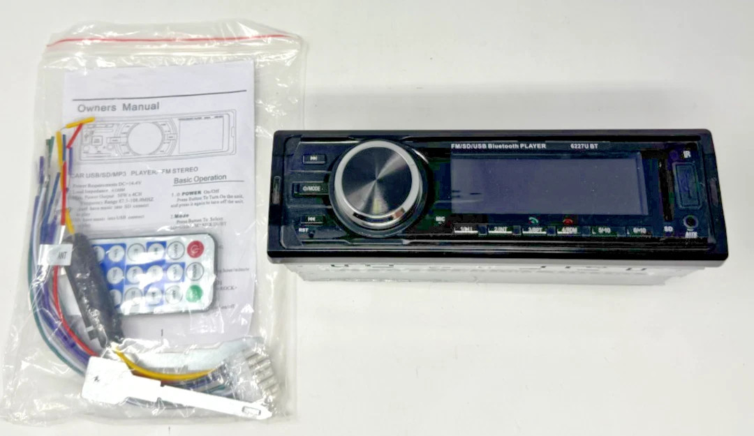 6227U BT Single Din Car Stereo With Bluetooth AUX USB *NO CD PLAYER*