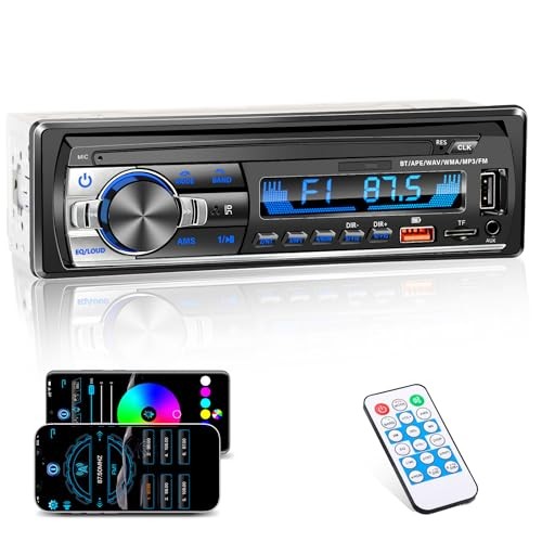 Bluetooth Car Stereo – Handsfree & App Control – Single DIN – Car Radio Audio