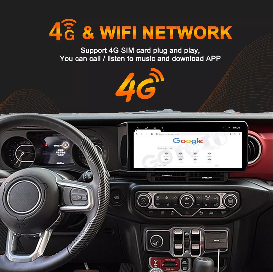 15” 256GB Car Stereo Radio Android 13 For Jeep Wrangler GPS Navigation Carplay