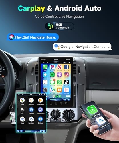 9.5inch Single Din Touchscrren Car Stereo with Carplay Android Auto,1080P IPS