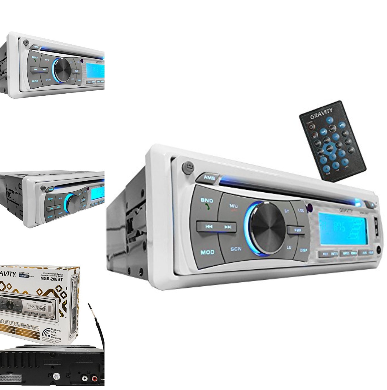 Car Stereo Receiver Bluetooth 300W 4 Channel CD MP3 Player USB AUX SD Radio