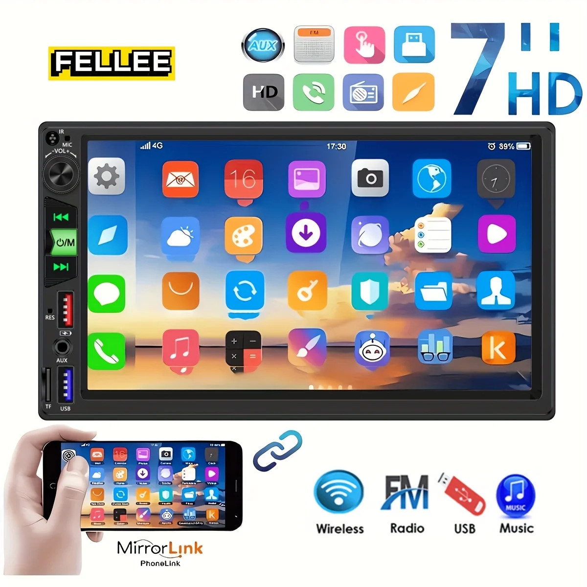 MP5 Car Player 2 Din 7 Inch Touch Screen Car Stereo Bluetooth + Backup Camera+
