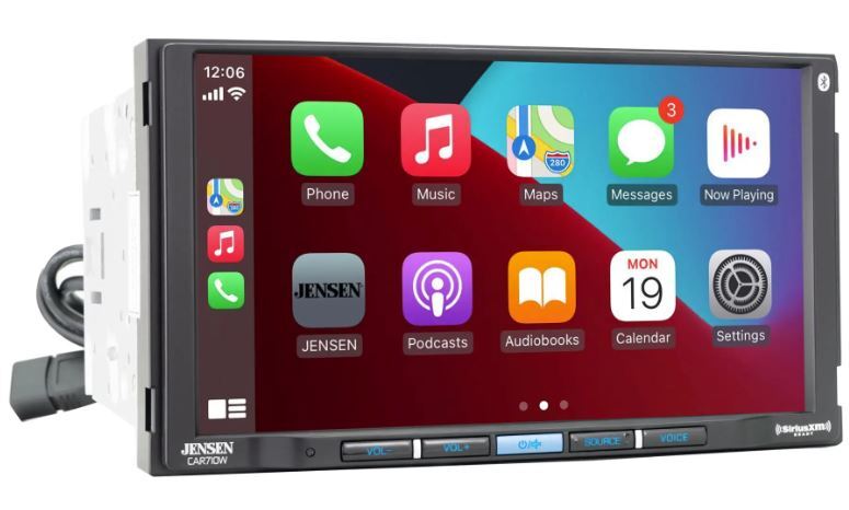 JENSEN 7” TOUCHSCREEN DOUBLE-DIN RECEIVER w/WIRELESS APPLE CARPLAY, ANDROID AUTO
