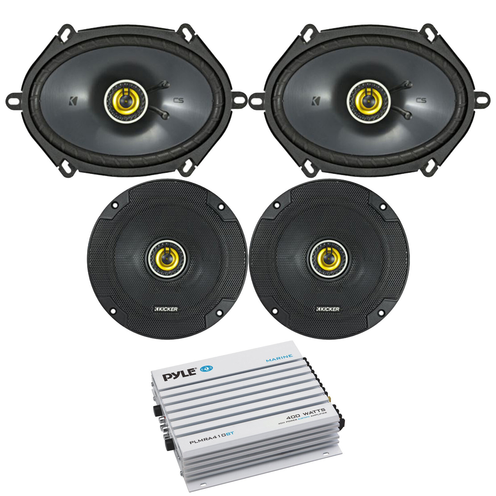 2x Kicker 46CSC684 6X8″ Car Speakers, 2x 6.5″ Speaker, 4-CH Bluetooth Amplifier