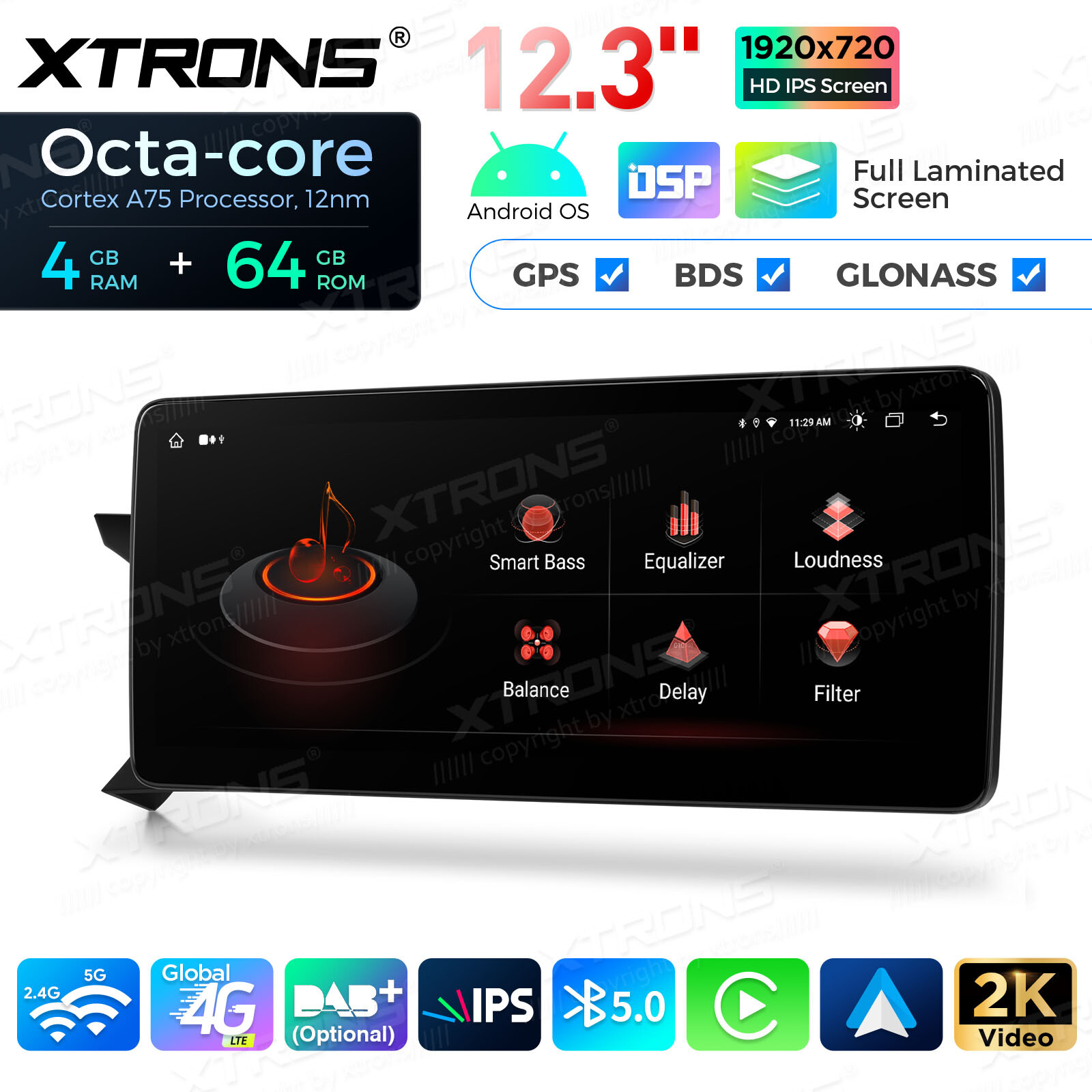 12.3″ IPS Android 14 4+64G Car Screen Upgrade CarPlay GPS For Benz C-Class W204