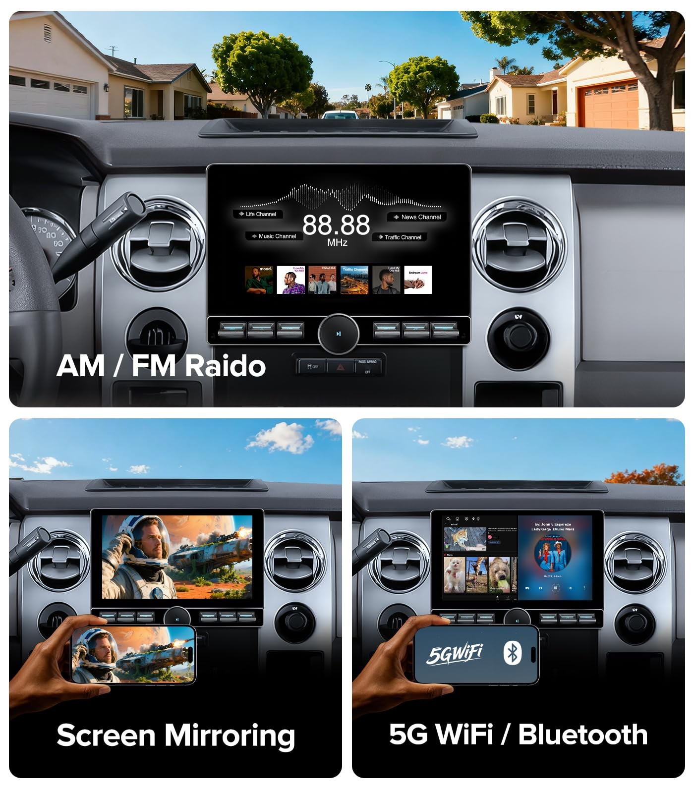 4G+64GB Car Stereo for Ford F150 2009-2014 (Manual AC ONLY) Radio Upgrade-Wir…