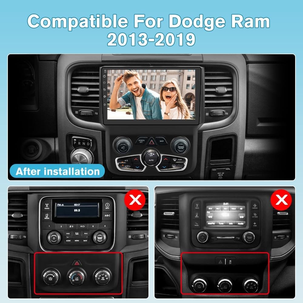 Junsun 5G WiFi Car Radio for Dodge Ram 2013-2019, 9″ Touchscreen, CarPlay
