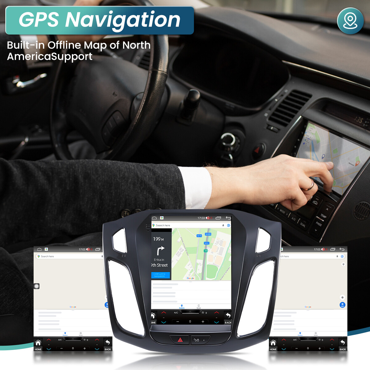 For 2012-2018 Ford Focus Car Stereo Radio 9.7 Android 13 GPS Wifi CarPlay 4+32GB