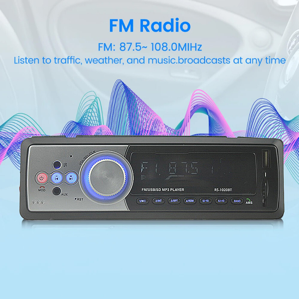 Single 1 Din Car Stereo Radio MP3 Player In-Dash Bluetooth FM Audio USB/AUX/SD