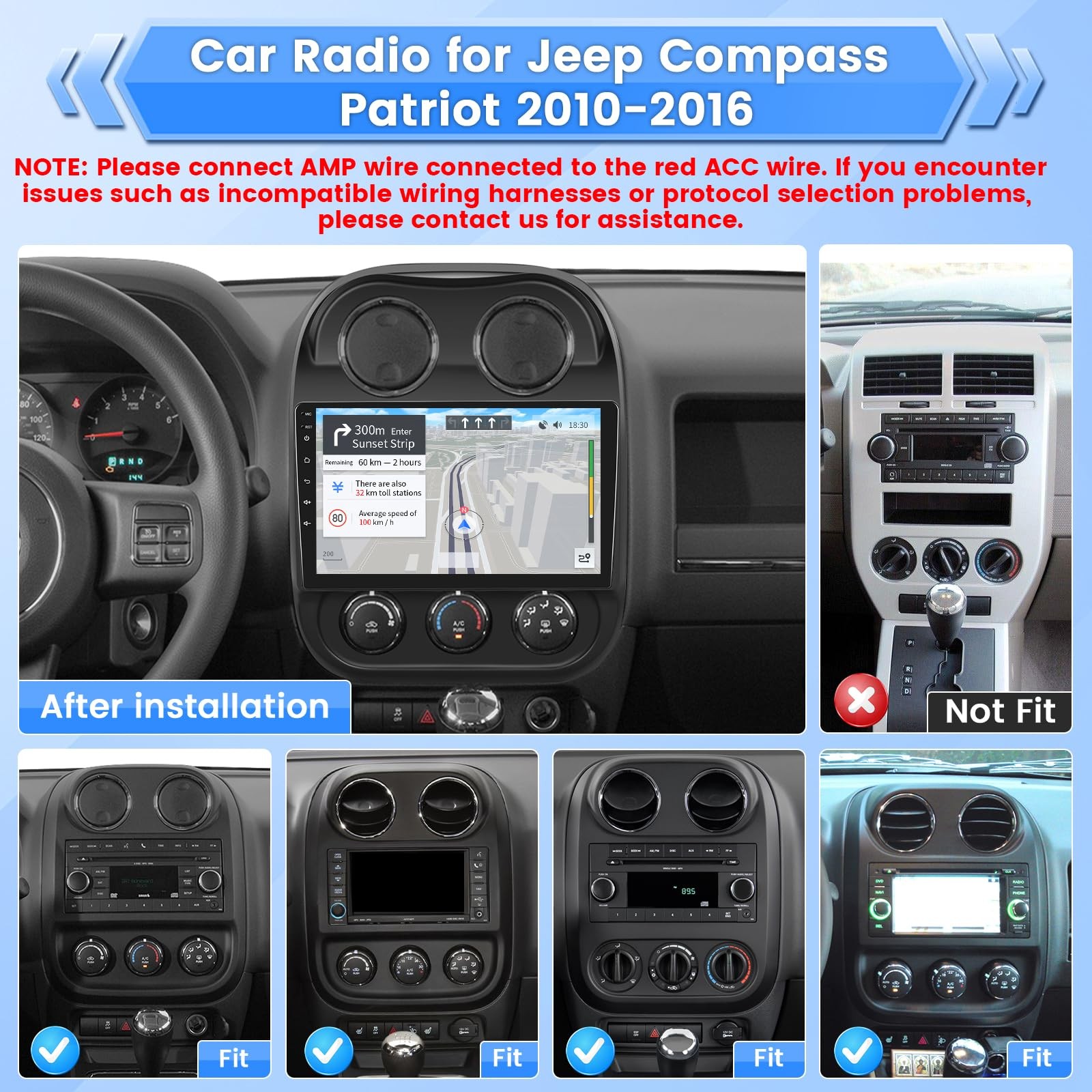 Roinvou Car Radio For Jeep Compass Patriot 2010 2011 2012 2013 2014 2015 2016