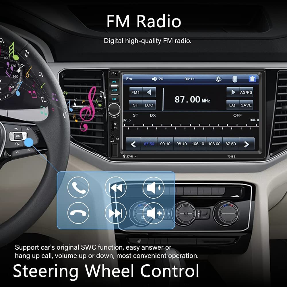 7″ Double 2 DIN Touch Screen Car Stereos Radio MP5 Player Bluetooth with Camera